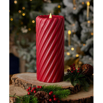 Swirl Motion Flameless Candle Red