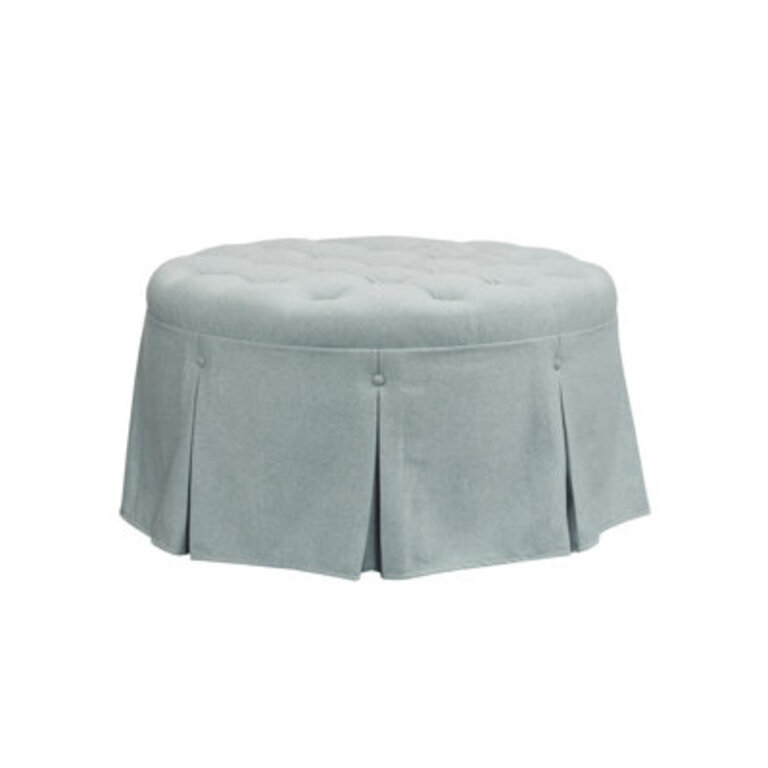 Martha Stewart Terri Button Tufted 32 Round Ottoman with Skirt