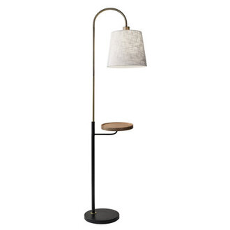 Varuna 65 NaturalAntique BrassBlack Tray Table Floor Lamp with USB