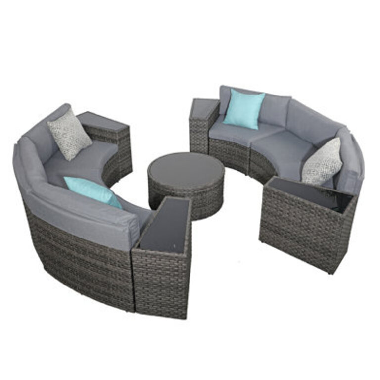 Badin Wickerrattan 6 - Person Seating Group With Cushions