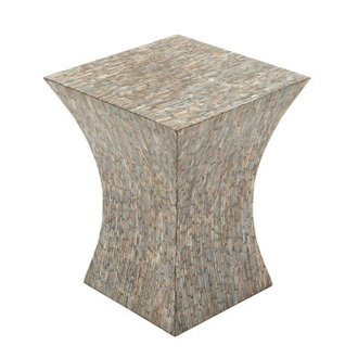 Okehampt Mother of Pearl Shell Handmade Hourglass Shaped Side End Accent Table