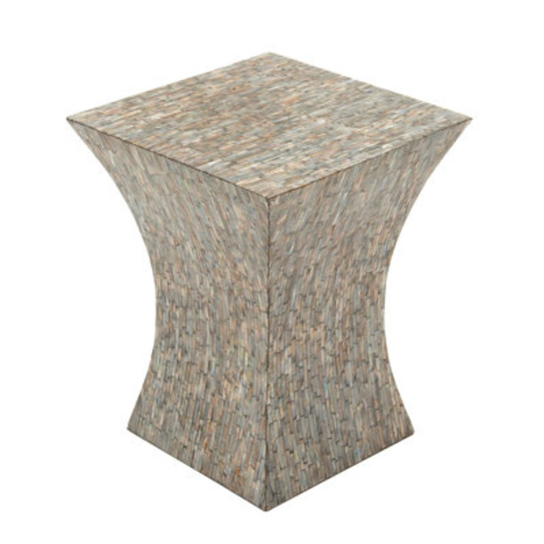 Okehampt Mother of Pearl Shell Handmade Hourglass Shaped Side End Accent Table