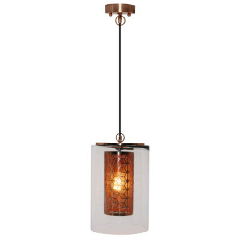 17H Park Ave Cylinder Double Shaded Pendant Light