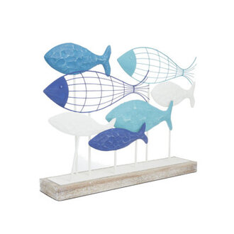 Gallo Blue Metal Fish Decorative Sculpture 22 x 6 x 15
