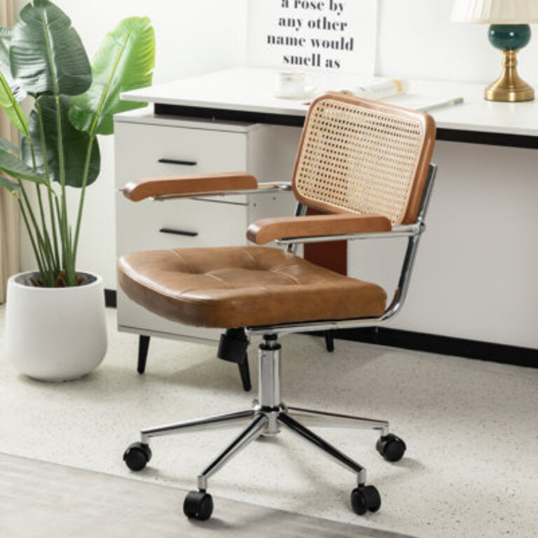 Carli Rattan Leather Office Chair