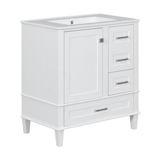 Storage Single Bathroom Vanity With Ceramic Top