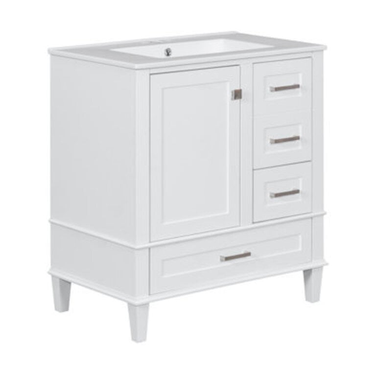 Storage Single Bathroom Vanity With Ceramic Top