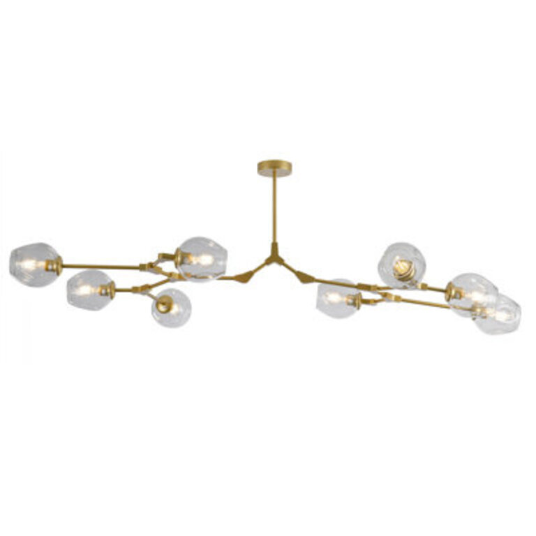 Pendent 8 - Light Sputnik Modern Linear Chandelier with Glass Shade