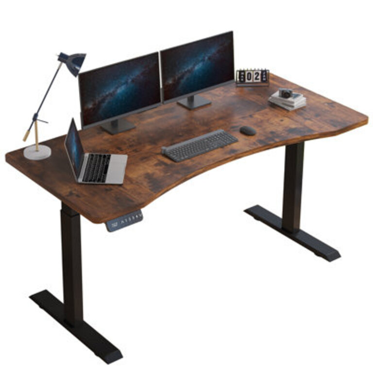 Latysha Dual Motor Electric Height Adjustable Curved Standing Desk