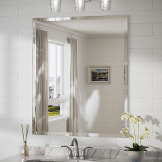 Janica Rectangle Beveled Frameless Bathroom Vanity Mirror Decorative Wall Accent Mirror