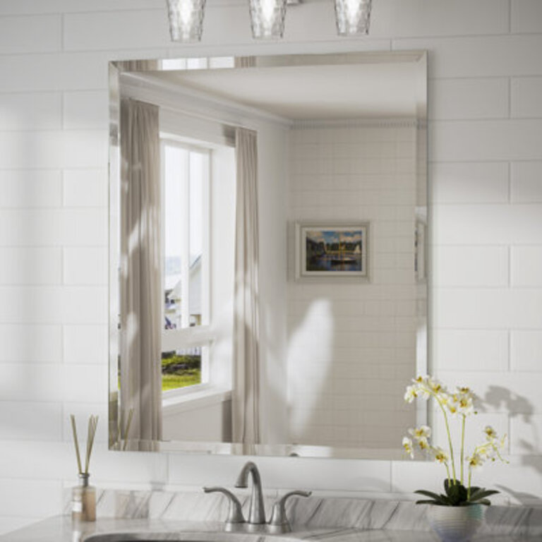 Janica Rectangle Beveled Frameless Bathroom Vanity Mirror Decorative Wall Accent Mirror