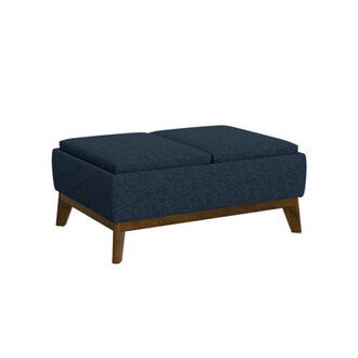 Rudi Mid-Century Modern Storage Ottoman with Reversible Tray Cushions