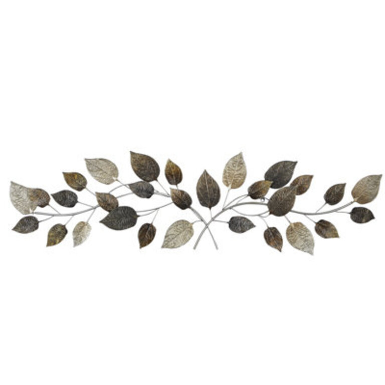 Metal Long Textured Leaf Home Wall Decor with Multiple Shades