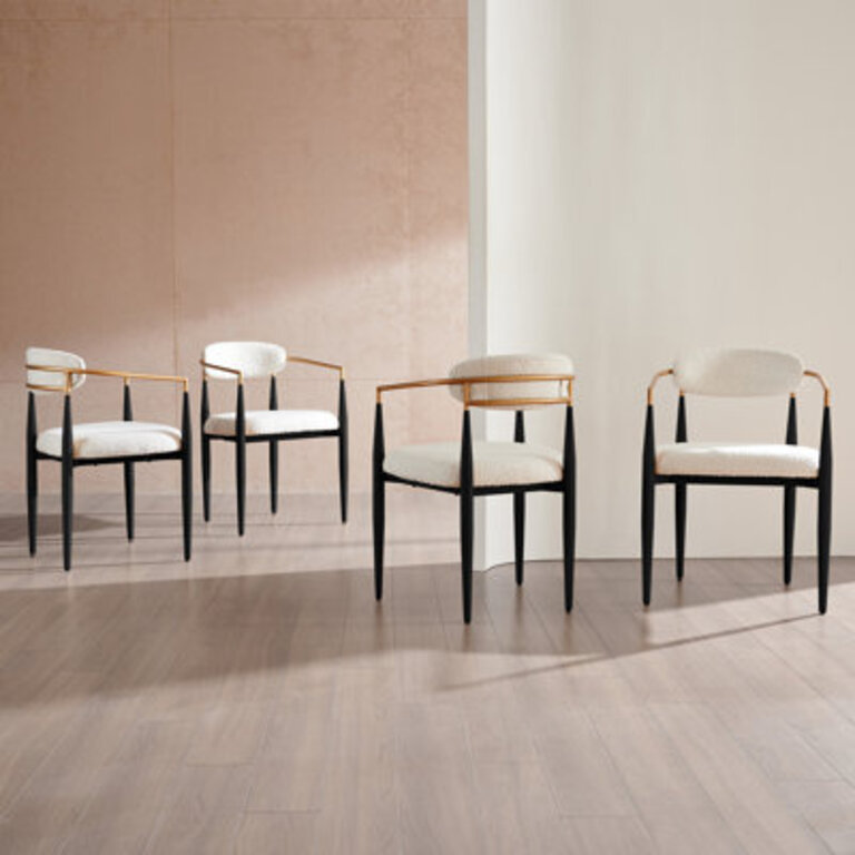 Ackley Modern Upholstered Dining Chair Boucle Accent ArmChair Set of 4