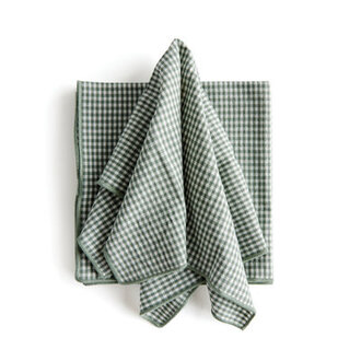 Olenna Feuille Cotton Dinner Napkins in Verdant Green