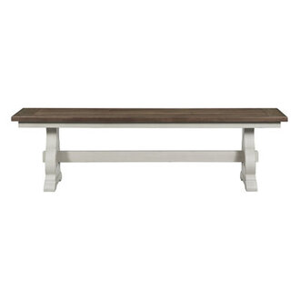 Isamu 68 Wide Dining Bench with Wood Seat Rustic White  French Oak