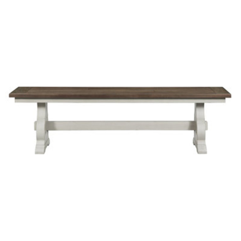 Isamu 68 Wide Dining Bench with Wood Seat Rustic White  French Oak