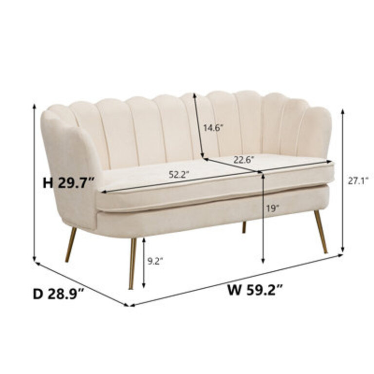 Shay 592 Flared Arm Curved Loveseat
