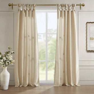 Ariyah Rivau Faux Silk Lined Twist Tab Single Window Curtain Panel with Privacy Lining Room Darkening