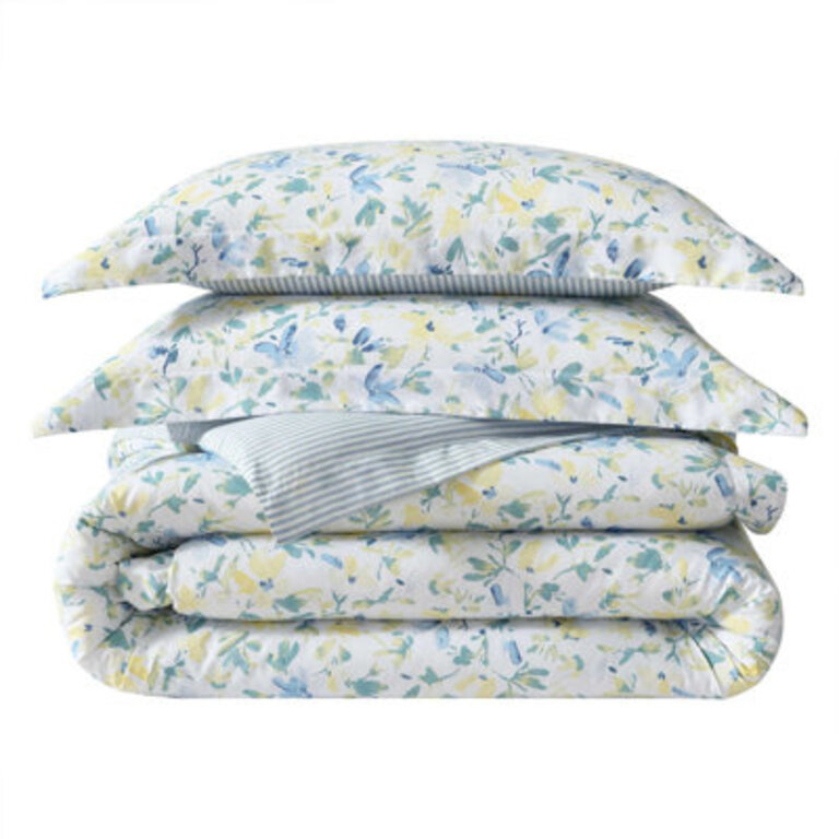 Laura Ashley Nora Blue Cotton Comforter Bonus Set