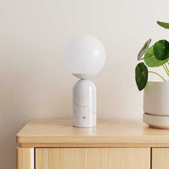 Mila Tall 15 in Modern Marble and Frosted Globe Bedside Table Lamp with Touch Sensor and 3-Way Dimming Options - Integrated Energy-Saving LED Light