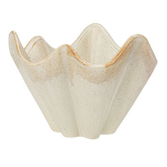 Arboles Round Stoneware Ruffled Bowl With Reactive Glaze