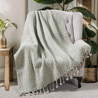 Basket Weave Knitted Throw Blanket