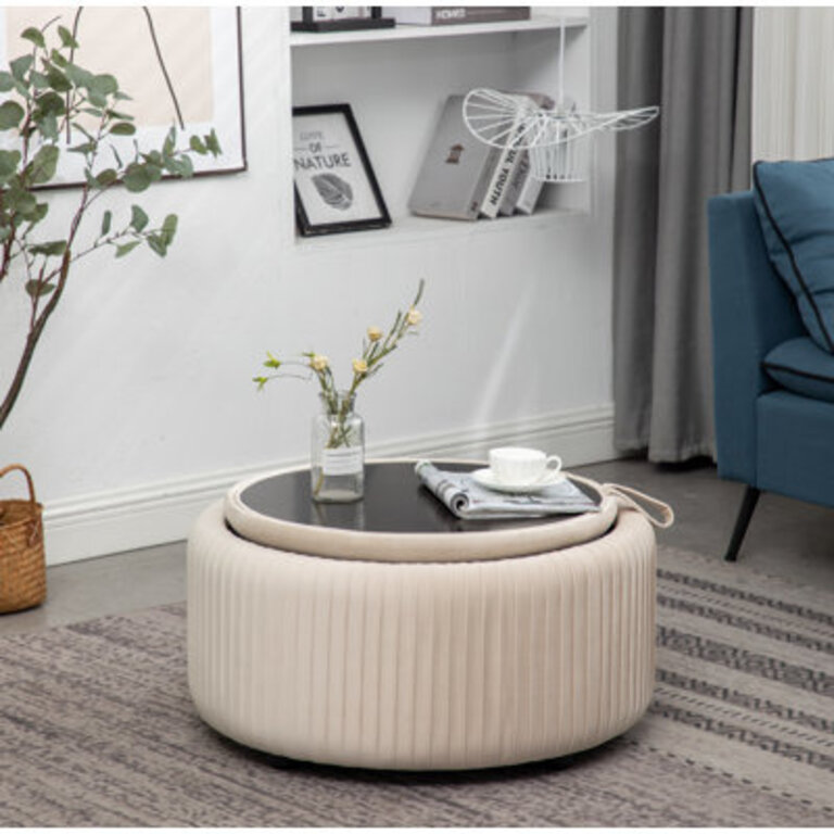Savinien Upholstered Round Storage Ottoman
