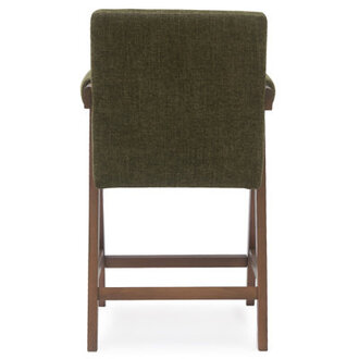 Brittnie 255 Full Back Walnut Wood Upholstered Counter Stool With Arms