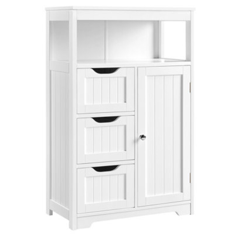 Brigit Free-Standing Bathroom Cabinet with Adjustable Shelf 3 Drawers and a Niche