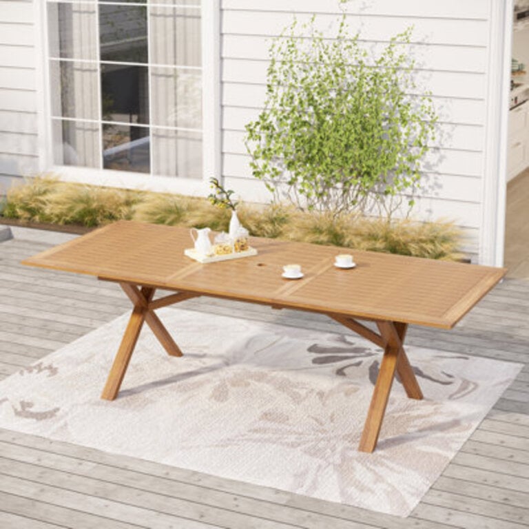 Nahki Rectangular Outdoor Dining Table With Umbrella Hole  394 in W 709 in D