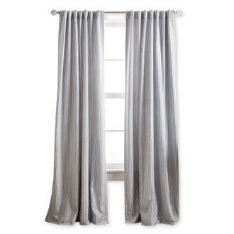 Ticking Cotton Blend Striped Blackout Rod Pocket Curtain Panels