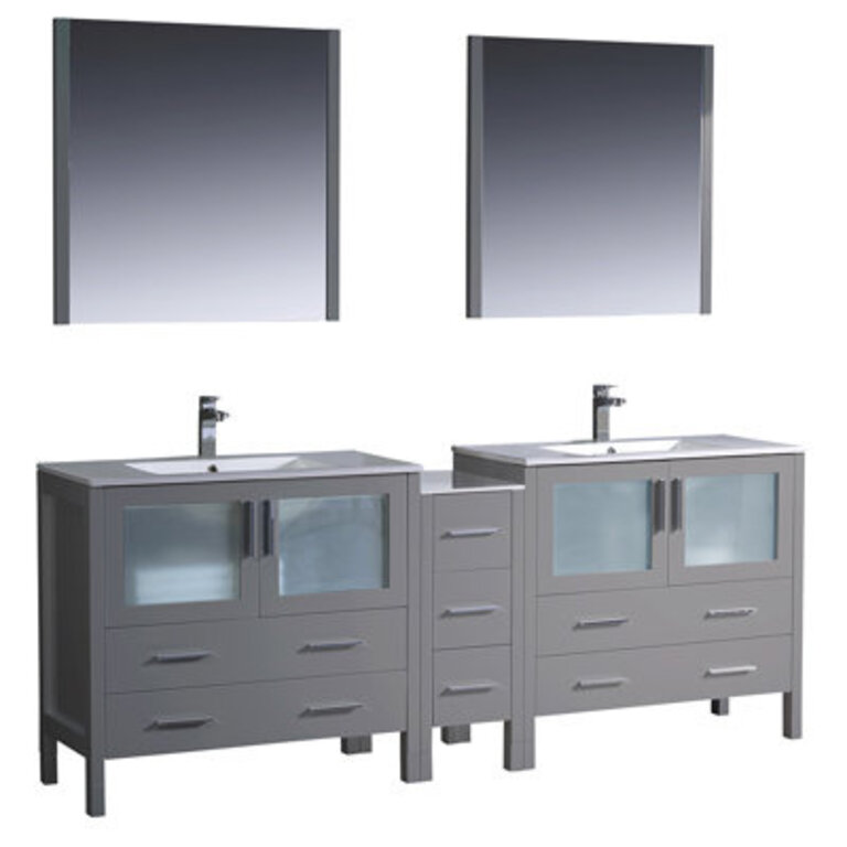 Fresca Torino 84 Double Sink Bathroom Vanity Set with Mirror Faucet Not Included