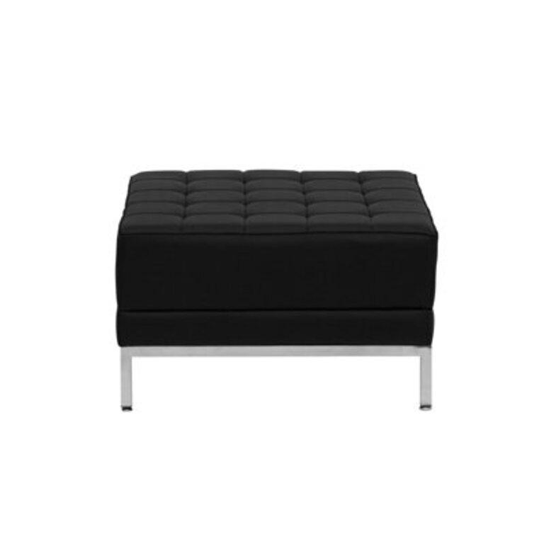 Amjed LeatherSoft Quilted Tufted Modular Ottoman with Stainless Steel Legs