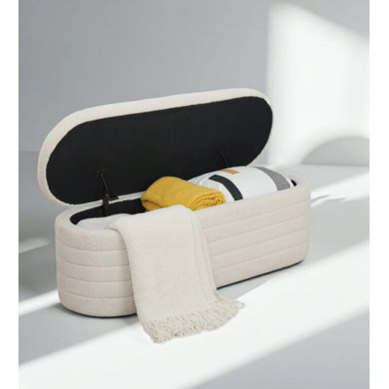 Matt Upholstered 455 Teddy Fabric Fluffy Faux Fur Flip Top Storage Bench