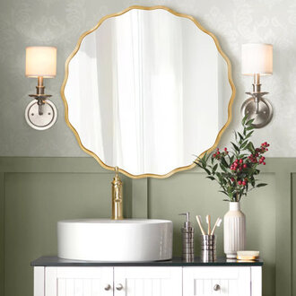 Scalloped Round Metal Wall Mirror