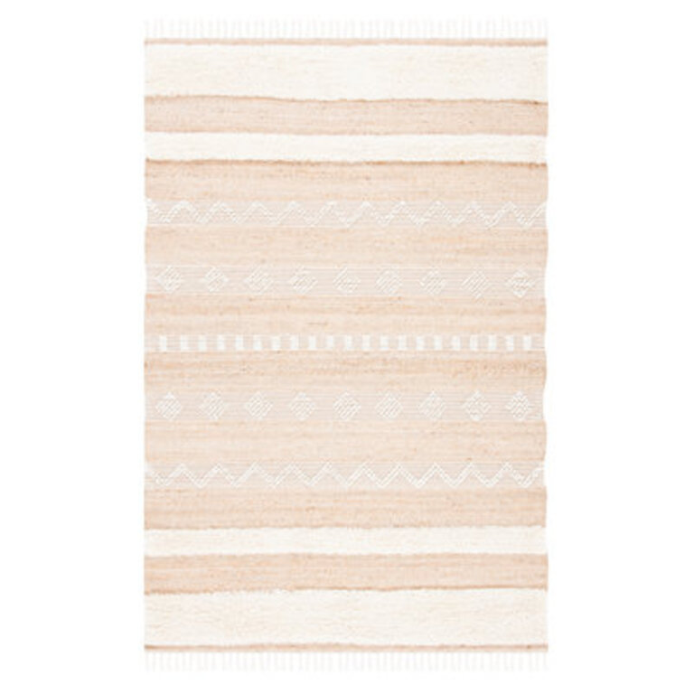 Havana Natura Hand Woven JuteWoolCotton Geometric Rug in BrownIvory