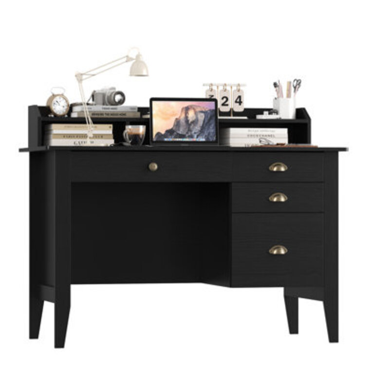Hambrook 472 W Writing Desk with Hutch All-in-One Computer Desk with File Drawers