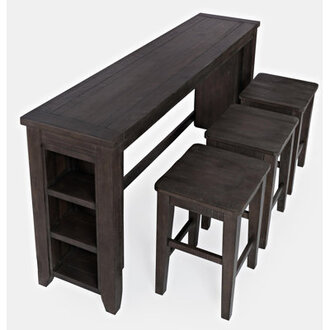 Karley 3 - Person Pine Solid Wood Solid Wood Top Trestle Dining Set