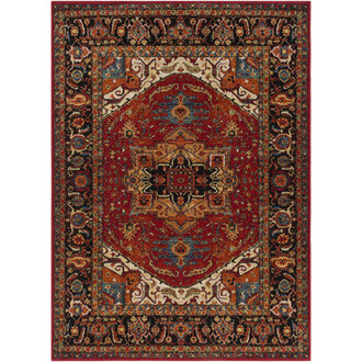 Bratton Machine Woven Oriental RedBlack Area Rug