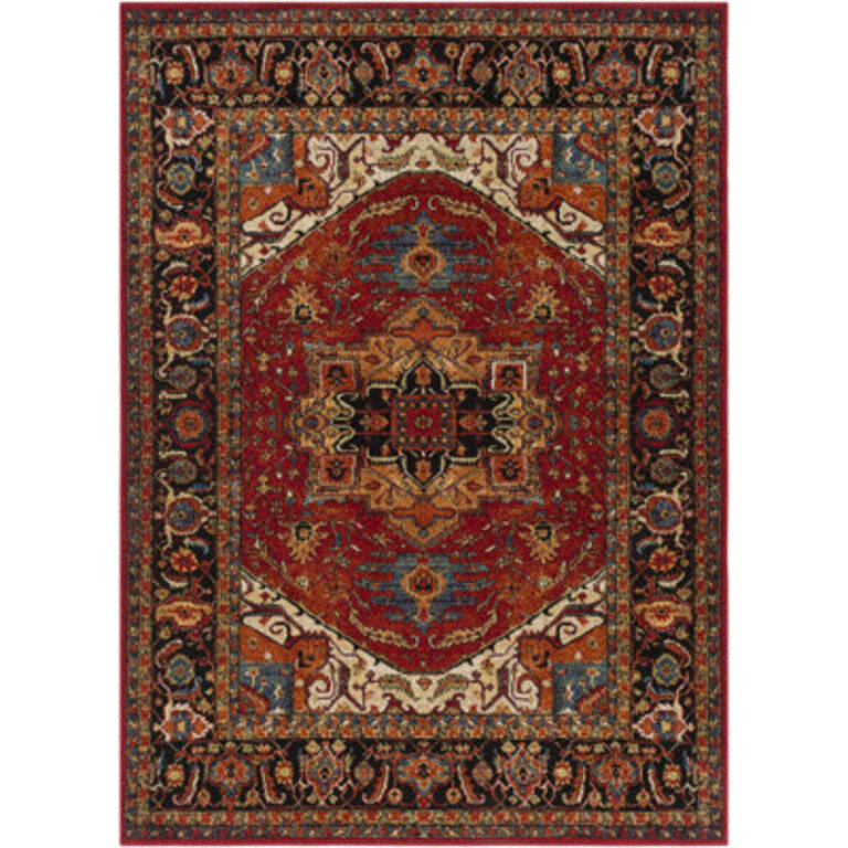 Bratton Machine Woven Oriental RedBlack Area Rug
