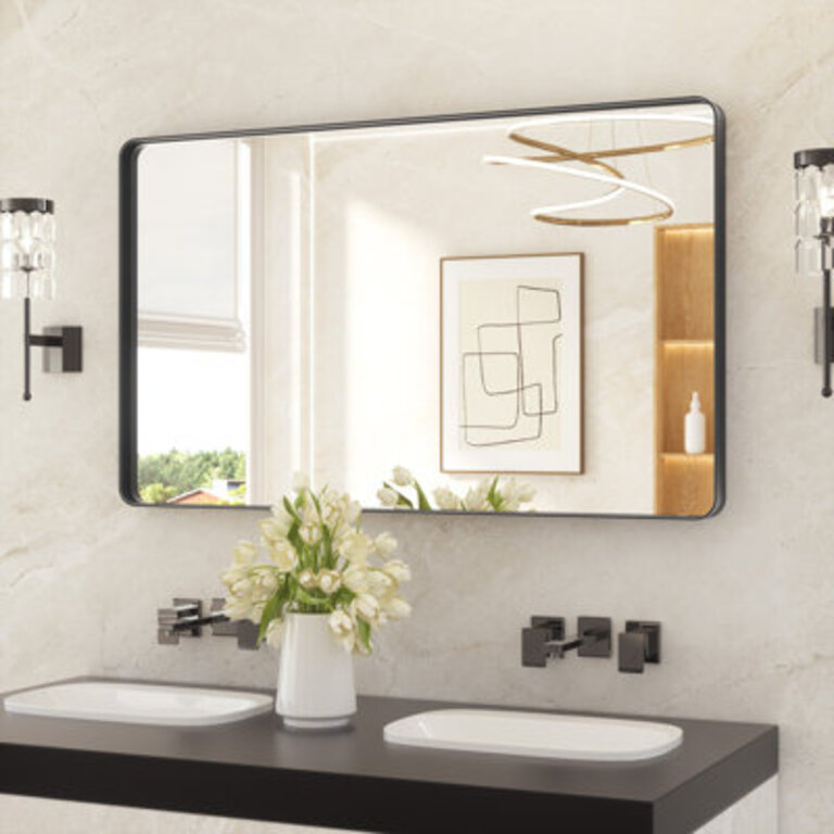 Leaderville 12 Thick Aluminum Framed Bathroom Mirror