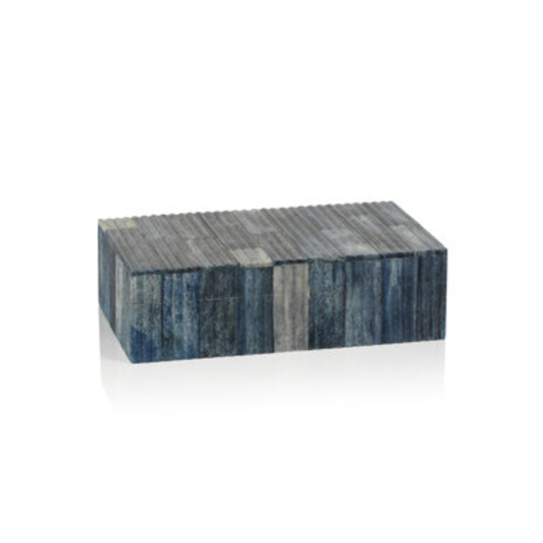 Majoch Ribbed Blue Bone Inlay Decorative Box