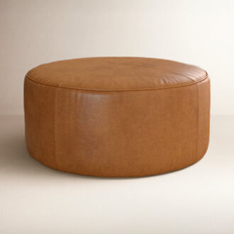 Murano 37 Genuine Leather Round Ottoman