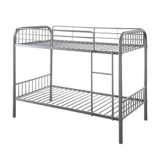 Munday Contemporary Twin over Twin Bunk Bed with Right Facing Front Ladder in Gunmetal