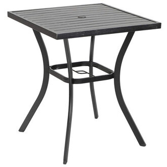 Alyne Square Metal Outdoor Bar Table With Umbrella Hole  31 in W 31 in D