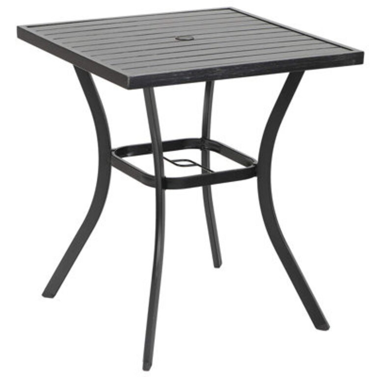Alyne Square Metal Outdoor Bar Table With Umbrella Hole  31 in W 31 in D