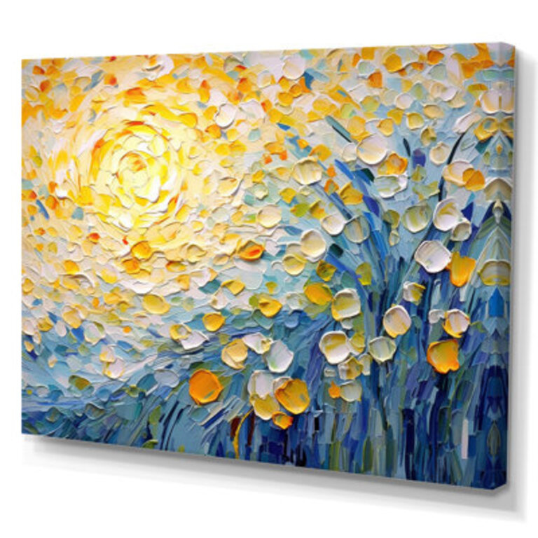 Blossoming Summer Buttercups Flower Field - Flowers Canvas Print no texture Floral Wall art
