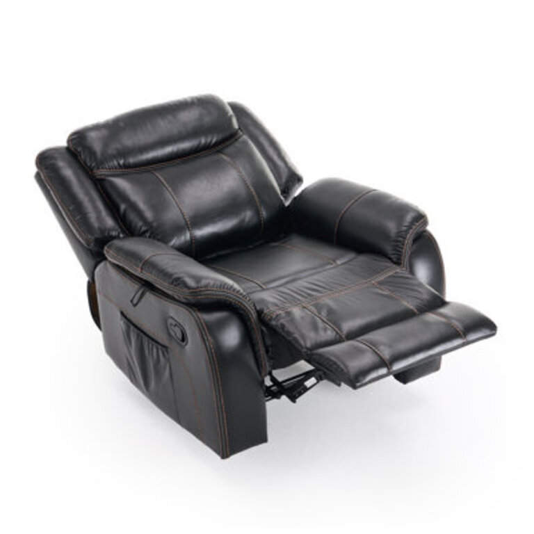 Abbagail 389 Wide Overstuffed Faux Leather Manual Recliner with Massage and Heating