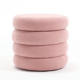 Leiani Modern 195 Wide BoulceVelvetLinen Upholstered Round Storage Ottoman